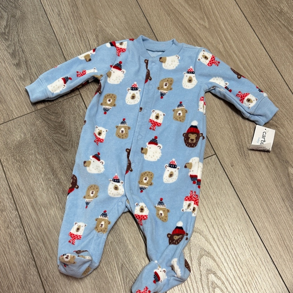 Carter's Light Blue Animal Print Footie